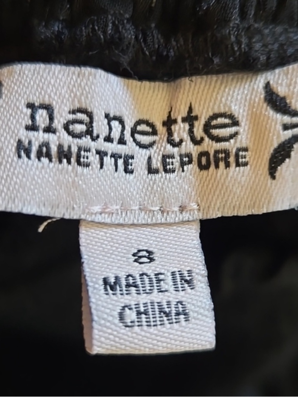 Nanette Lepore Sheer Long-Sleeve Handkerchief Hem Dress, Black w Silver, Sz 8 - Picture 8 of 9
